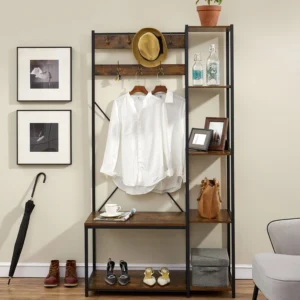 entryway hall tree with storage bench and shelves