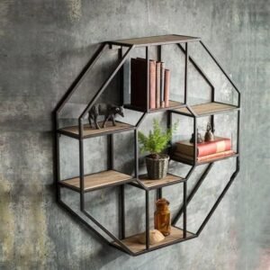 industrial geometric wall mounted floating shelf